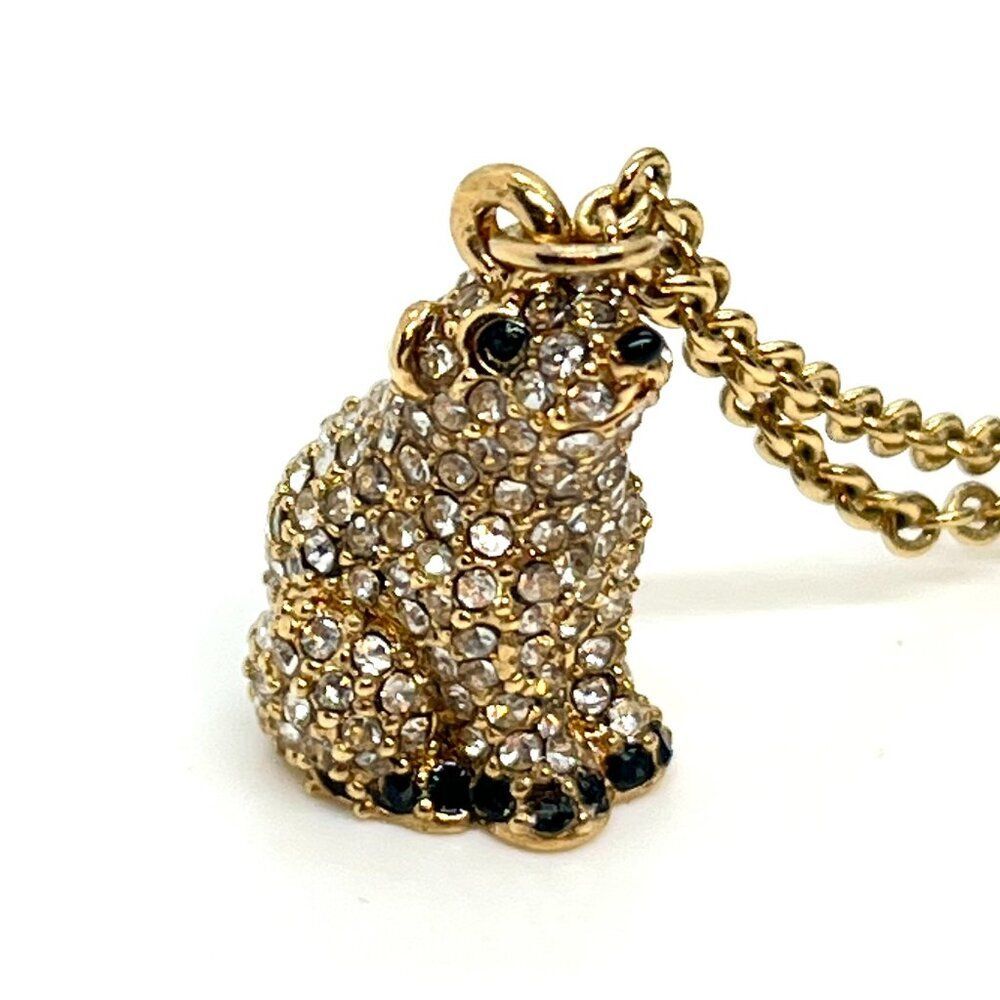 Kate Spade Necklace Bear Charm Pendant Pave Rhinestone Gold Tone Charm